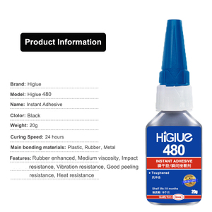 Pegamento adhesivo <span class=keywords><strong>de</strong></span> reparación <span class=keywords><strong>de</strong></span> goma a acero HiGlue 480, adhesivo instantáneo endurecido, superpegamento negro, 20G, 480, adhesivo <span class=keywords><strong>de</strong></span> <span class=keywords><strong>cianoacrilato</strong></span> - Product Image 4