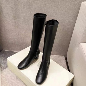 Nouvelles Bottes Longues Femme 2025 à Talon Carré et Moyen, Bout Rond, en Cuir de Haute Qualité, Imperméables pour l'Extérieur - Product Image 6