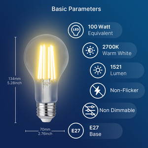 Bombilla <span class=keywords><strong>LED</strong></span> A70 de clase A de alta calidad, 7W, 1521LM, alto Lumen, 220V, filamento <span class=keywords><strong>LED</strong></span>, lámparas residenciales, uso para Home Hotel, certificado CE UKCA - Product Image 2
