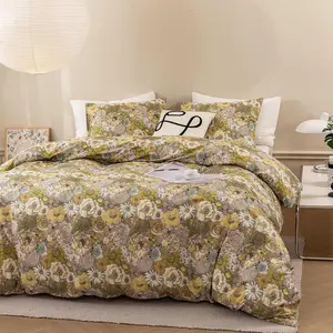 Painting Style Daisies Cornflowers Design Polyester Bedding Set Duvet Cover Set Comforter Bedding