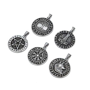 Collar con colgante de árbol de la vida y runa de cabeza de lobo vikingo, plata tibetana, joyería de moda unisex, regalo para hombres y mujeres - Product Image 1