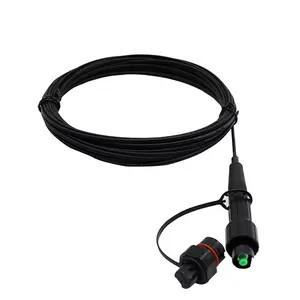 KNOFC Flat Drop Cable with Waterproof IP68 Connector Mini SC APC Fiber Optic Patch Cord Pigtail