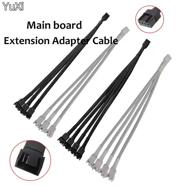 27cm 1 To 2/3/4 Ways Splitter 4 Pin Pwm Fan Cable Black/white Sleeved Extension Cable Connector PWM Extension Cables