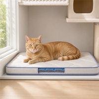 Indoor-Katzen-Schlafmatte mit Gestepptem Obermaterial, Transparenter Seitenfenster und Rutschfester Basis für Indoor-Katzenkäfige