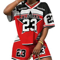 Ensemble 2 pièces King Mcgreen Star Activity pour femme : Hauts à manches courtes col rond et shorts amples respirants à séchage rapide pour football et basketball