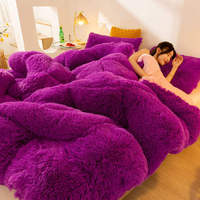 Ensemble de housse de couette moelleuse en fausse fourrure, housse de couette luxueuse ultra douce et pelucheuse, ensemble de housse de couette 3 pièces