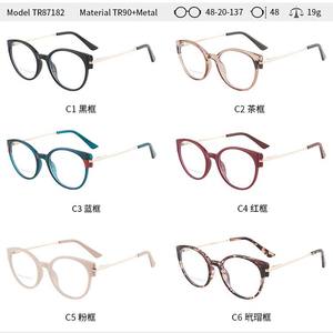 Lunettes d'ordinateur à monture ronde Tr90 anti-lumière bleue pour myopie, montures de lunettes en métal bleu, verres en acrylique, Taizhou - Product Image 5
