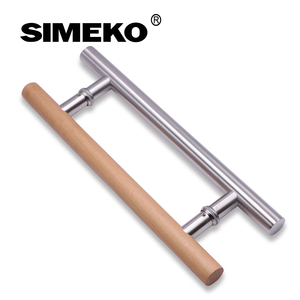 Venta directa del fabricante de nueva manija de puerta de vidrio de madera y acero inoxidable - Product Image 4