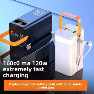 Cadeau pour garçon et fille, batterie externe 120W à charge super rapide, <span class=keywords><strong>200000</strong></span> mAh, PVC, câble intégré, sortie USB-A, streaming en direct en extérieur - Product Image 4