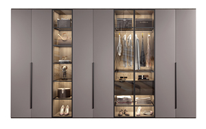 Armario <span class=keywords><strong>Vestidor</strong></span> Moderno de Madera Maciza de Lujo Personalizado, Ecológico, Duradero, Ahorra Espacio, con Puertas de Vidrio para Dormitorio de Apartamento u Hotel - Product Image 6