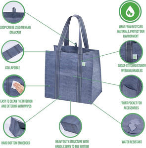 Borse a Tracolla Pieghevoli VENO in Materiale PP Riutilizzabile con Fondo Rigido Senza Chiusura, Grande Capacità per Picnic - Product Image 3