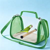 Sac de transport transparent pour oiseaux avec perchoir et plateau, cage de voyage respirante pour petits animaux