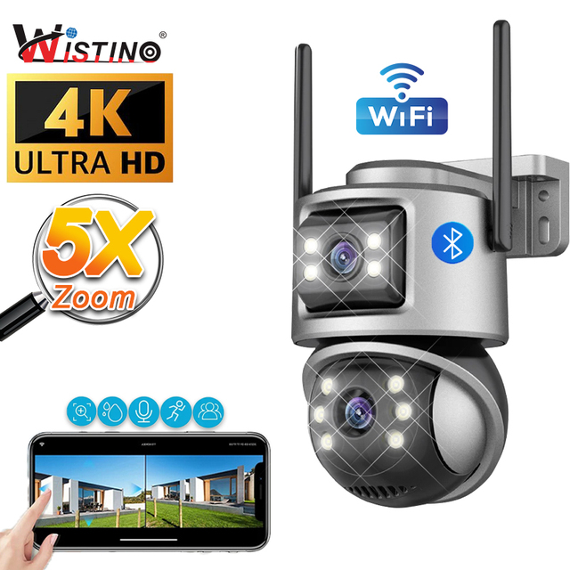 Wistino 4K Outdoor HD Camera 5x Zoom Motion Detection Supports P2P Wifi Camera