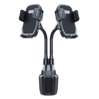 Support de téléphone double pour voiture, rotation à 360 degrés, support de téléphone flexible pour porte-gobelet, support de navigation pour 2 téléphones mobiles