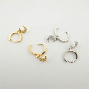 Clip de boucle d'oreille en laiton accessoires de bijoux Micro insert Zircon 18K <span class=keywords><strong>bricolage</strong></span> résultats de bijoux plaqué or croissant boucles d'oreilles - Product Image 2