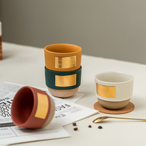 Custom Logo Ceramic Tea Cup No Handle Arabic Coffee Cup Stackable Mug - Product Image 2