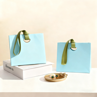 Sacs en papier d'art recyclables de luxe ESENTRA pour montres, cosmétiques, vêtements, avec poignée en ruban Flexiloop, estampage à chaud personnalisé
