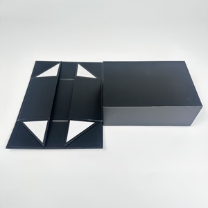 Boîte cadeau magnétique pliable noire mate personnalisée, boîte cadeau de luxe pour l'emballage - Product Image 4
