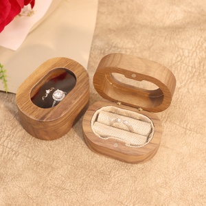 Walnut Wood Jewelry Box Wooden Ring Boxes Jewellery Packaging Wedding Ring Wooden Box with clear Acrylic <b>Window</b> - Product Image 4