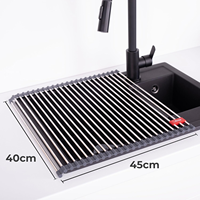 Égouttoir à vaisselle enroulable en métal et silicone personnalisé, accessoire d'évier de cuisine, étagère de rangement, supports et étagères de rangement uniques