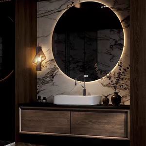 Minimalist washbasin wood color artistic above counter basin cabinet combination - Product Image 2