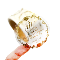Autocollants transparents personnalisés en feuille d'or, étanches et minimalistes, de qualité supérieure, pour petites entreprises, enveloppes de mariage, cadeaux, prismes