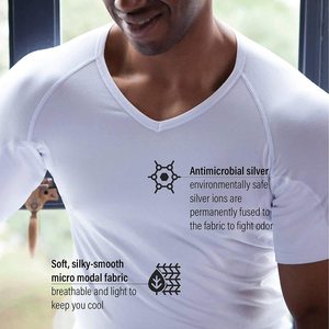Maglietta Antitraspirante in Bambù e Spandex Enerup Personalizzata, Sottocamicia Antisudore da <span class=keywords><strong>Uomo</strong></span> con Imbottiture Ascellari, T-Shirt Slim Fit - Product Image 5