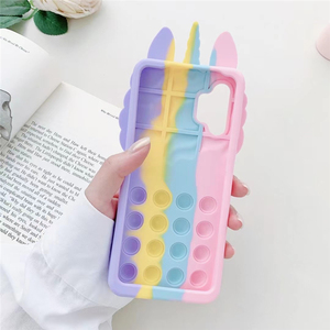 Silicone dễ thương động vật Unicorn điện thoại trường hợp bong bóng Fingertip Đồ chơi điện thoại trường hợp Samsung Galaxy S22 /S21/ S20 FE - Product Image 3