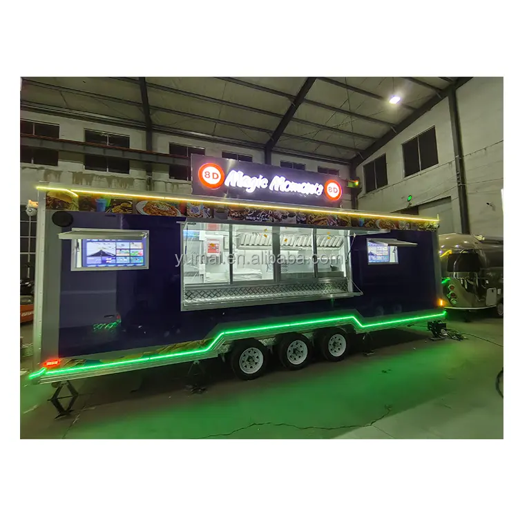 USA 20ft Kitchen Truck Taco Towable Food Trailer with Full Kitchen Shawarma Concession Trailer Churros BBQ Food Truck