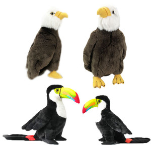 Collection de Peluches Réalistes d'Oiseaux Sauvages : Aigle Chauve et Tucan Toco - Product Image 1