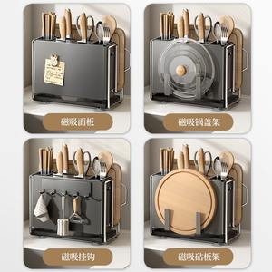 Support à couteaux de cuisine Wenhai avec couvercle, taille L, carré, multifonctionnel, pour plan de travail, planche à découper et baguettes - Product Image 2