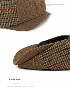 Gorra Newsboy a Rayas para Hombre y Mujer, Estilo Retro Otoño Invierno, Boina a Cuadros - Product Image 5