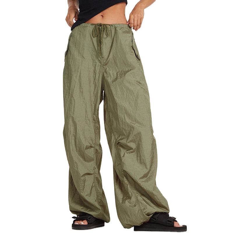 New Design Streetwear Fashion Custom Logo Baggy Cargo Loose 1980 Oem Nylon Parachute Pants Women 