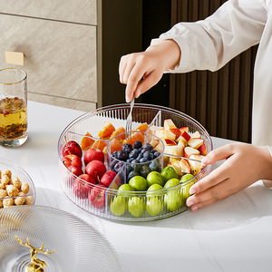 Transparent Multi Layer Fruit Plate Round <b>Stackable</b> Snack <b>Storage</b> <b>Container</b> With Lid For Kitchen Party Desktop Display - Product Image 4