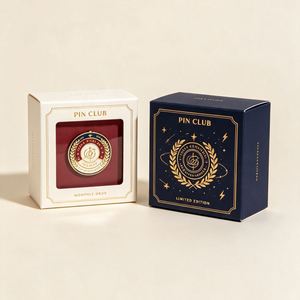 Space Lab Mini Alien Capsule Moon Satellite Collectible Pin Box Eco-Friendly Recyclable White Rigid Packaging Gold Foil Design - Product Image 3