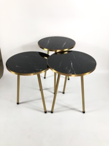 Ensemble de 3 tables pliantes en métal bon marché, design moderne, table d'appoint pour salon, buffets, armoires - Product Image 6