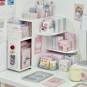 Corner Desktop Shelf 3 Tier <b>Drawer</b> Style Storage Organizer for Office <b>Desk</b> Stationery Cup Cosmetic Holder - Product Image 2