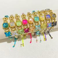 SongYi Bracelet ajustable tendance pour femme, best-seller transfrontalier, en alliage, avec grands strass colorés motif animal macaron, inaltérable