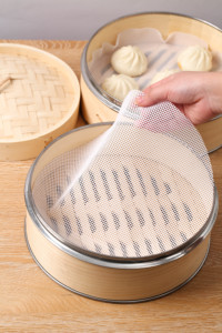 Tapis de cuisson à la vapeur rond en silicone pour boulettes de 18cm - Product Image 4