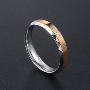 Unisex <b>Titanium</b> Steel <b>Rings</b> With Diamond Inlay Geometric Design Wedding Couple Jewelry SA533-534 - Product Image 3