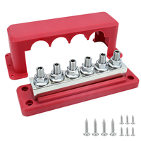 Barre omnibus 600A, bloc de distribution d'alimentation 12V, bornes robustes M10 à 4 pôles avec couvercle pour système de batterie automobile et marine