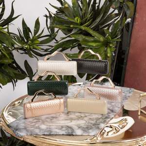 Bolso de noche de lujo para mujer con 3 flores de cristal de imitación y perlas de metal, ideal para bodas y fiestas. - Product Image 3