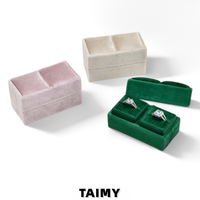 Boîte à bagues rectangulaire classique en velours avec logo personnalisé, portable, pour couple, pour fiançailles, mariage, coffret cadeau, boîte à bijoux pour anniversaire