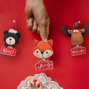 자베스 부드러운 봉제 동물 곰 순록 크리스마스 장식 홈 트리 걸이용 장식품 패브릭 세트 파티용 크리스마스 승화 전사 - Product Image 5