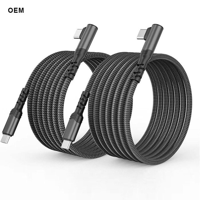 Portable High Quality Nylon USB-C Right-Angle Cable 60W 3A Fast Charging Overlength 1m 2m 3m for Earphone & Mobile Phone