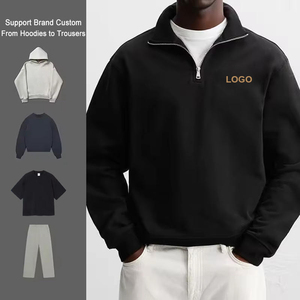 Custom Logo Quarter <strong>Zip</strong> Hoodie Men Heavy Cotton Heavyweight Pullover Streetwear Oversized Boxy Fit Half <strong>Zip</strong> <strong>Sweatshirts</strong> - Product Image 1