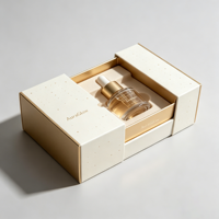 Boîte de sérum pour soins de la peau GOTOP en carton avec impression dorée UV, double porte, matériaux recyclés, finition mate blanche, insert en velours personnalisé