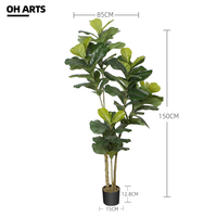 Ficus Lyrata Artificiel à Toucher Réel, Plante Artificielle en Pot, Style Nordique, Grand Arbre Ficus pour Salon, Décoration Intérieure