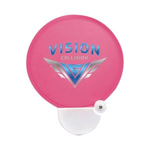 Ventilador de mano plegable personalizado con diseño de disco volador, abanico redondo plegable para marketing, ventilador de mano plegable tipo folleto para promoción con bolsa. - Product Image 4