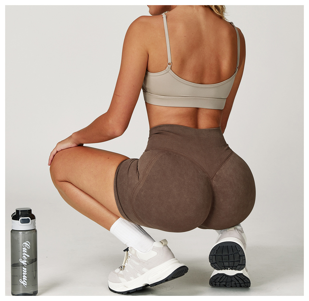 High-Waist Activewear Shorts: back view showing construction, seams and support